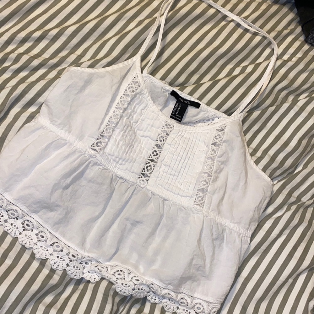 Open back white crop top